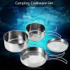 Gavigain Camping Cookware Set, 4Pcs Stainless Steel Cookware Set for Camping Picnic Outdoor, Portable Pan Pot Plate Tableware view 2