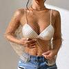 Gold Tops for Women Long Sleeve Rhinestone Top Pearl Shirt Overlay Sheer Sparkle Top Sparkly Mesh Long Sleeve Top for Y2k Rave Party Club Festival Streetwear Outfits Gold B S view 2