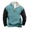 Men's Fleece Jacket Corduroy Polo Sweatshirt Mens Long Sleeve Microfiber Shirt Mens Zipped Hooded Sweatshirt Red T-Shirt Men Mens Scrub Jacket Tactical Jacket2-Light Blue,3X-Large view 1