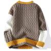 Autumn Men's Twist Braid Sweater Pullovers Winter Thick Knit Sweaters Streetwear Warm O Neck Jumper Pullover Blue XS view 2