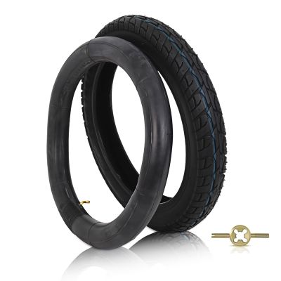14x2.125 Electric Bike and Tube Set, 14x2.125 57-254 Explosion-Proof Electric Bicycle Tire with Bent Valve Inner Tube for 10-inch Rims Puncture Resistant Ebike Tire