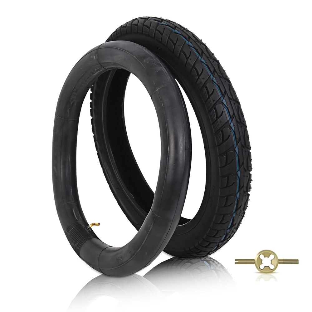 14x2.125 Electric Bike and Tube Set, 14x2.125 57-254 Explosion-Proof Electric Bicycle Tire with Bent Valve Inner Tube for 10-inch Rims Puncture Resistant Ebike Tire