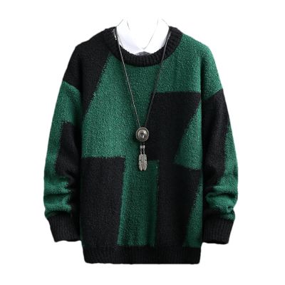 ZMIN Men's Crewneck Sweater Loose Lazy Style Knitted Sweater Casual Pullover Coats Mens Clothes EN8 M
