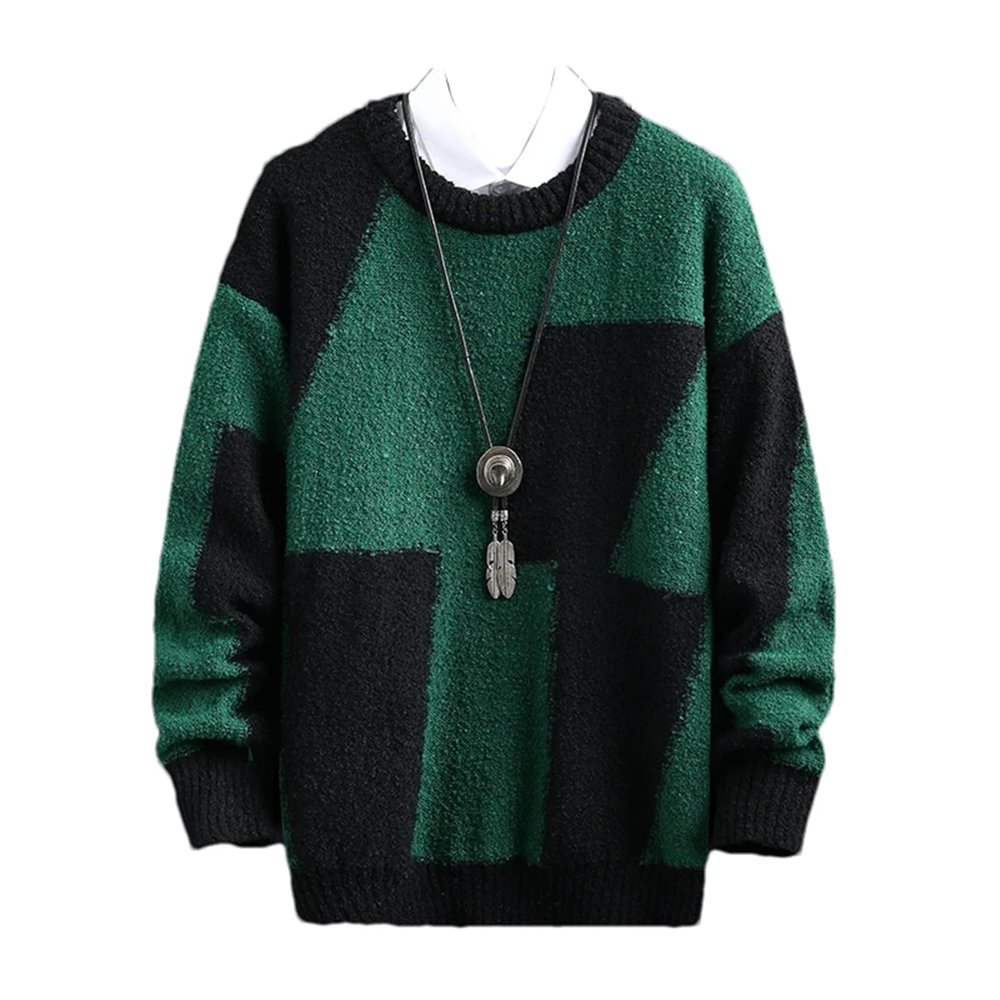 ZMIN Men's Crewneck Sweater Loose Lazy Style Knitted Sweater Casual Pullover Coats Mens Clothes EN8 M