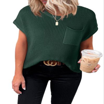 Dokotoo Womens Summer Tops Ladies Fashion Spring Scoop Neck Short Sleeve Tunic Tops and Blouses Solid Color Casual T-Shirts Work Business Loose Tee Shirt Green Small