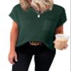 Dokotoo Womens Summer Tops Ladies Fashion Spring Scoop Neck Short Sleeve Tunic Tops and Blouses Solid Color Casual T-Shirts Work Business Loose Tee Shirt Green Small view 1
