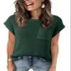 Dokotoo Womens Summer Tops Ladies Fashion Spring Scoop Neck Short Sleeve Tunic Tops and Blouses Solid Color Casual T-Shirts Work Business Loose Tee Shirt Green Small view 4
