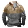 Men's Aztec Western Jacket Cowboy Print Sweatshirt Winter Warm Pullover 1/4 Zip Stand Collar Plus Size Fall Outwear4-Gray,X-Large view 1