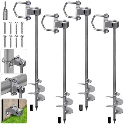 Insaga Multi-Purpose Ground Anchors Screw in, Fully Welded Shed Anchor Kit, 30'' Earth Anchor, Mobile Home Anchors for Trampoline, Swing Set, Carport and More, Set of 4