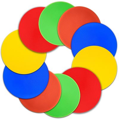 Vhxorrz Poly Spot Markers 9 Inch 10Pcs Non-Slip Rubber Agility Markers Flat Field Floor Dots for Gym Football Soccer Basketball Class Room Activities Dance Sports Drills Speed Training Markers