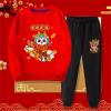 Chinese New Year Clothing Boy Dragon Year Long Sleeve Sweatshirt Pullover Tops + Joggers Pants Outfit (A, 18-24 Months) view 2