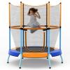 Goplus Kids Trampoline, 48" Toddler Trampoline ASTM Approved w/Safety Enclosure Net, No Gap Mat, Small Mini Recreational Trampoline for Indoor Outdoor, Boys Girls Baby Birthday Gifts (Orange&Blue) view 1