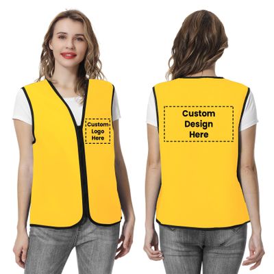 TopTie Custom Volunteer Zipper Workwear Vest Printed Embroidered Activity Sleeveless Lightweight Unlined Vest No Pockets-Yellow-L