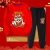 Chinese New Year Clothing Boy Dragon Year Long Sleeve Sweatshirt Pullover Tops + Joggers Pants Outfit (B, 10-11 Years) view 3