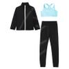 Agoky Big Girl's Active Set Gymnastic Workout Crop Tops with Athletic Leggings Tracksuit Dance Outfit Activewear Light Blue 12 Years view 3
