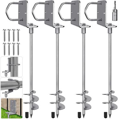 Insaga Multi-Purpose Ground Anchors Screw in, 3'' Wider Spiral Trampoline Anchors, Fully Welded Mobile Home Anchors, Heavy Duty Earth Anchors for Swing Sets, Carports, Sheds, Canopy, 30'' Set of 4