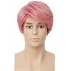 Amnenl Pink Mens Short Wig Layered Side Part Synthetic Wig Natural Fluffy Male Hair Wig With Bangs for Halloween Cosplay Daily Use view 2