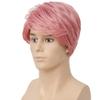 Amnenl Pink Mens Short Wig Layered Side Part Synthetic Wig Natural Fluffy Male Hair Wig With Bangs for Halloween Cosplay Daily Use view 3