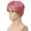 Amnenl Pink Mens Short Wig Layered Side Part Synthetic Wig Natural Fluffy Male Hair Wig With Bangs for Halloween Cosplay Daily Use view 4
