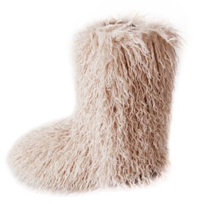 HINDOLA Womens Faux Fur Boots Plush Warm Snow Boots Fuzzy Fluffy Furry Round Toe Suede Boots Comfortable Winter Ankle Booties Anti Slip Outdoor Indoor Flat Shoes