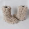 HINDOLA Womens Faux Fur Boots Plush Warm Snow Boots Fuzzy Fluffy Furry Round Toe Suede Boots Comfortable Winter Ankle Booties Anti Slip Outdoor Indoor Flat Shoes view 3