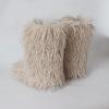 HINDOLA Womens Faux Fur Boots Plush Warm Snow Boots Fuzzy Fluffy Furry Round Toe Suede Boots Comfortable Winter Ankle Booties Anti Slip Outdoor Indoor Flat Shoes view 4
