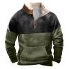 Men's Quarter Zipper Sherpa Sweatshirts 2025 Thermal Warm Sweater 1/4 Zip Stand Collar Cowboy Print Tactical Jacket4-Army Green,4X-Large view 1