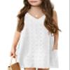 Batermoon Girls Swim Cover Up Swiss Polka Dot Summer Beach Dress V Neck Boho Cute Dresses with Pockets 4-14 Years view 1