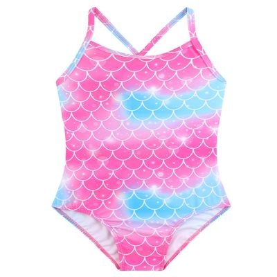 Girls Mermaid Swimsuit Summer One Piece UPF 50+ Quick Dry Beach Swimwear Suit Cross Shoulder Strap Swimsuits Mermaid Bathing Suit 5t 4t