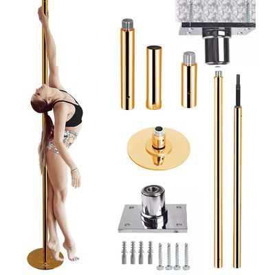 BBHW Gold Stripper Dancer Pole, Ceiling Mounted Exotic Dancing Pole Full Kit, Home Fitness Steel Spinning Rod for Beginners and Professionals (Color : 2.7M-3.2M(8.9FT-10.5FT))