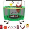 BLINWORLD Trampoline for Kids, Adjustable Baby Toddler Trampoline with Basketball Hoop, 440lbs Indoor Outdoor Toddler Trampolin with Enclosure (Dark Green) view 1