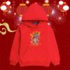 Happy 2022 Chinese New Year of the Dragon Unisex Red Hoodie Sweatshirt for Boys Girls Kids (D, 10-11 Years) view 2
