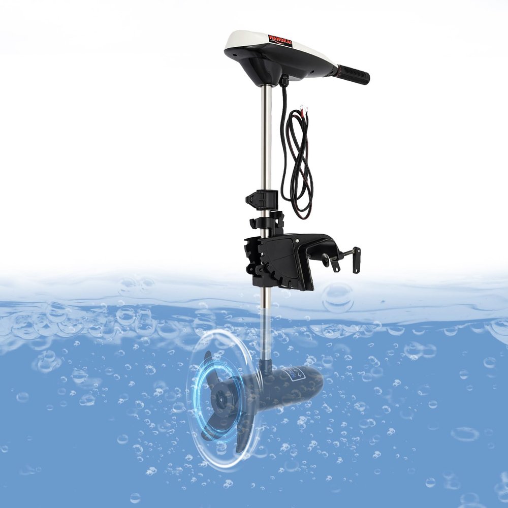 65LBS Thrust Electric Trolling Outboard Motor,12V 660W Inflatable Fishing Boat Engine Brush Pure Copper Motor with Adjustable Telescopic Handle