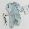 Fernvia Toddler Baby Girl Clothes 3 6 9 12 18 24 Months Fall Outfits Solid Long Sleeve Sweatshirt Tops + Pants Set (K-Green, 0-6 Months) view 2