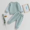Fernvia Toddler Baby Girl Clothes 3 6 9 12 18 24 Months Fall Outfits Solid Long Sleeve Sweatshirt Tops + Pants Set (K-Green, 0-6 Months) view 3