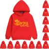 Happy 2022 Chinese New Year of the Dragon Unisex Red Hoodie Sweatshirt for Boys Girls Kids (F, 10-11 Years) view 3