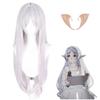 SisiruKou Anime Cosplay Wigs +(Elf ear) Womens Long straight Silver White Princess Wig Halloween Costume Party Synthetic Wigs view 1