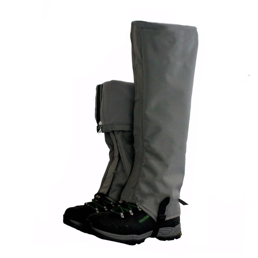 HEARSO Leg Gaiters, Polar Fleece Outdoor Gaiters, Extended Snowshoe Gaiters, Suitable for Men and Women Camping, Mountaineering, Hiking and Snowshoeing (Color : Gray)