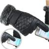 BKEKM Velvet Winter Gloves Leather Cycling Gloves Windproof Mittens Gloves Lined Thick Ski Gloves Full Finger Gloves Thermal Glove view 4