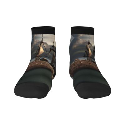 ZISHAK Nordic Pirate Ship Adult Sports Socks,No-Heel Casual Socks,Sailor Socks For Comfort And Style
