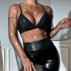 Women's Mesh Rhinestone Top Long Sleeve Rhinestones Fishnet Crop Top See-Through Cover Up Bikini Party Clubwear Mesh Sparkle Top Sheer Tops Black B M view 2