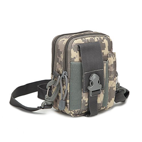 Men`s Lure Waist Bag Mountaineering Outdoor Sports Waist Pack Camouflage Adjustable Strap Running Mobile Phone Belt Bag (ACU)
