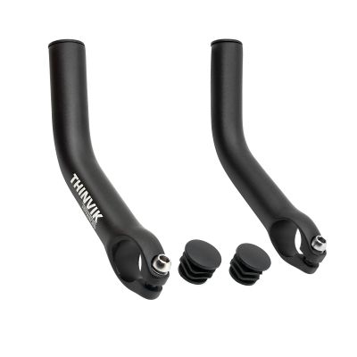 Thinvik Bike Bar Ends, Aluminium Alloy MTB Bicycle Bar Ends, One-piece Forging Bike Handlebar Ends for Mountain Bike, Matte Black - extended