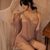 GRAYDREAM Lace Sexy Pajamas, Adult Sexy Underwear, See-through Wear, Women's Mesh Suspender Nightgown Set (Coffee 407,S) view 3
