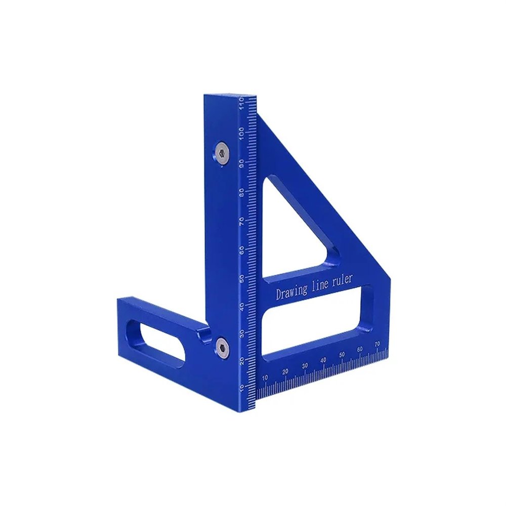 Woodworking Square Protractor Aluminum Alloy Miter Triangle Ruler High Precision Layout Measuring Tool for Engineer Carpenter (Color : Blue)