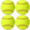 Lewtemi 12" Softballs - Official Size Weight Yellow Sports Slowpitch Softballs Bulk - Unmarked Leather Covered Youth Fastpitch Ball for Games Practice and Training(4 Pcs) view 1