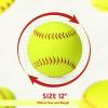 Lewtemi 12" Softballs - Official Size Weight Yellow Sports Slowpitch Softballs Bulk - Unmarked Leather Covered Youth Fastpitch Ball for Games Practice and Training(4 Pcs) view 2