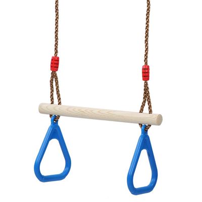 Gavigain Wooden Gymnastic Rings for Kids, Compact Pull Up Bar Wooden Pull Up Rings Triangular Gym Fitness Sports Toy for Stretching and Height Increase