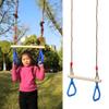 Gavigain Wooden Gymnastic Rings for Kids, Compact Pull Up Bar Wooden Pull Up Rings Triangular Gym Fitness Sports Toy for Stretching and Height Increase view 2