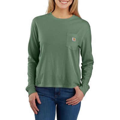 Carhartt Women's Tencel Fiber Series Loose Fit Long-Sleeve Pocket T-Shirt, Frosted Balsam, X-Small